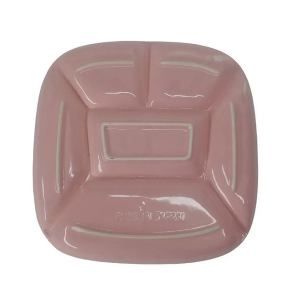 Vintage Pink Divided Fondue Plate/Sushi Plate, Set  of 2 - Picture 5 of 8